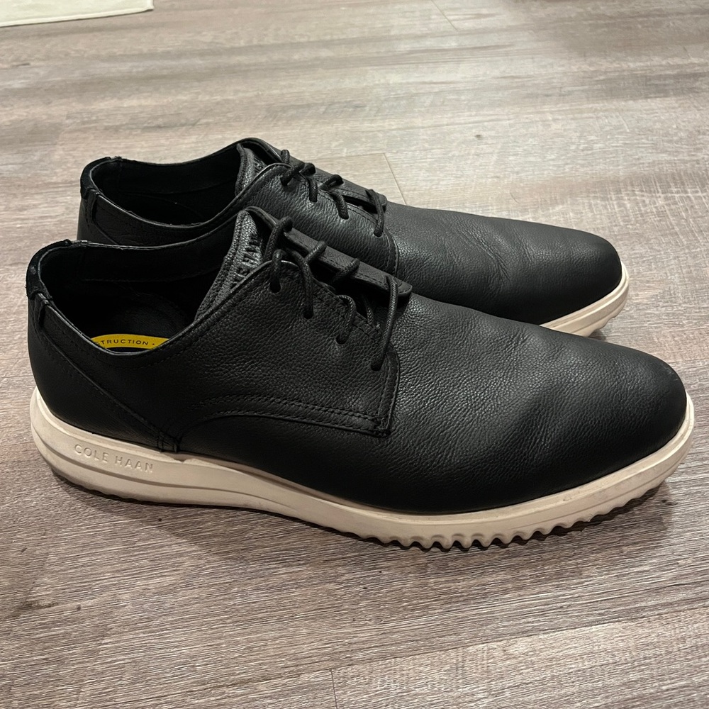 Men’s Cole Haan Grand+ Plain Toe Black Leather Oxford Shoe Size 13 Cushion Sole - Picture 5 of 16